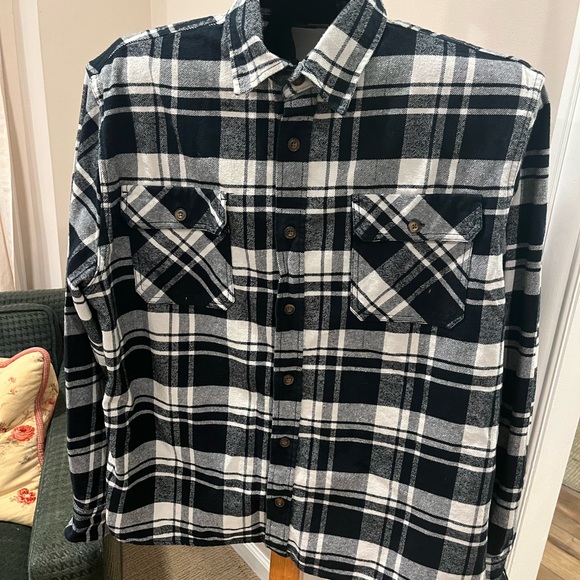 JACHS heritage flannel heavyweight black and white plaid shirt xxl - Picture 5 of 9